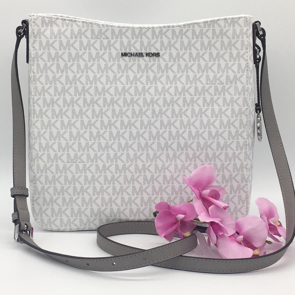 Michael Kors White & Gray Signature Crossbody Bag